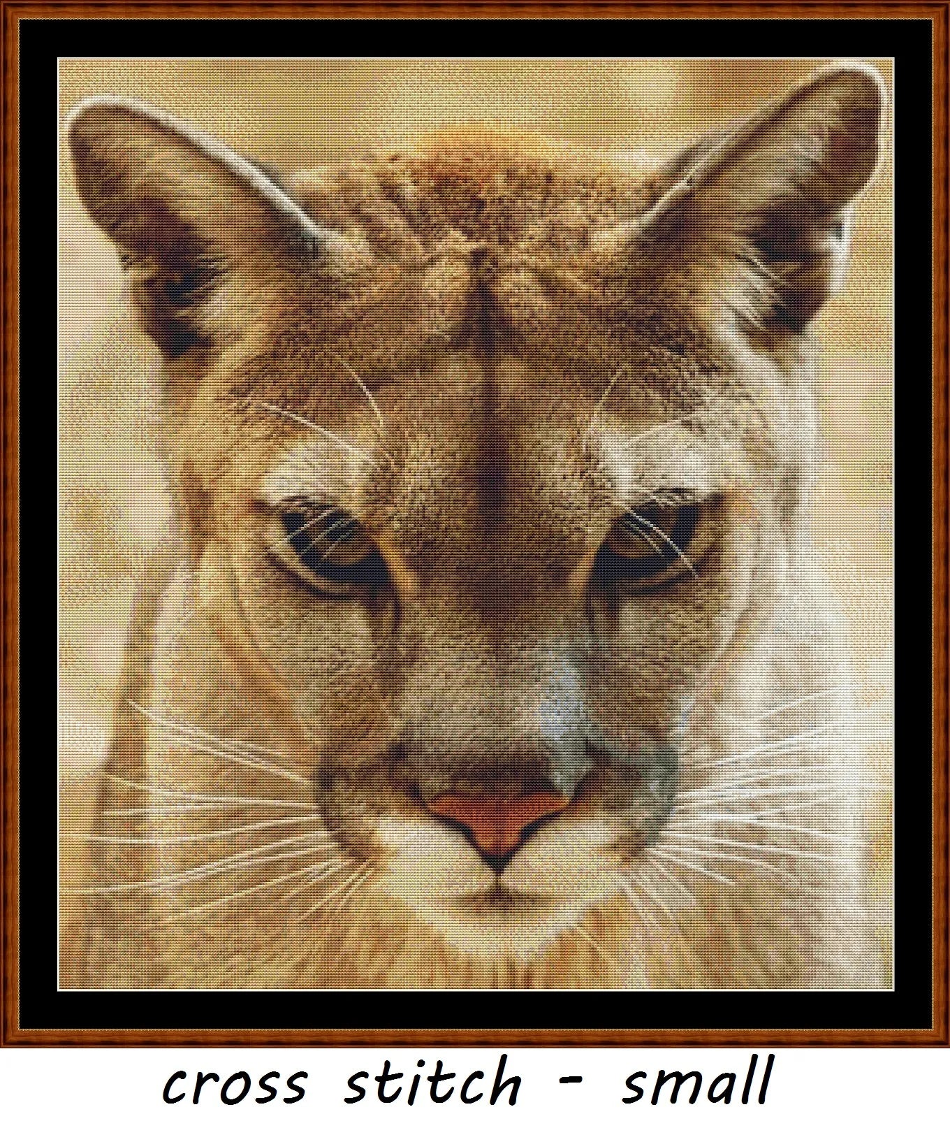 Expertly created by Witchykitt, The Stare patterns. The Stare is a lion pattern that comes as a full coverage pattern with no back-stitching. Additionally, The Stare is available in 2 different design sizes - cross stitch small & regular And each sale includes the B&W chart