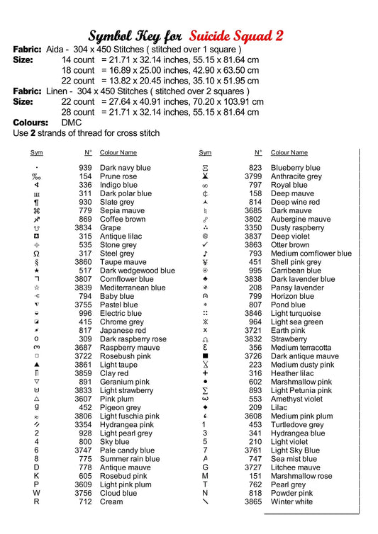 Suicide Squad 2 cross stitch pattern A unique design to modXstitch, expertly created by Sam.