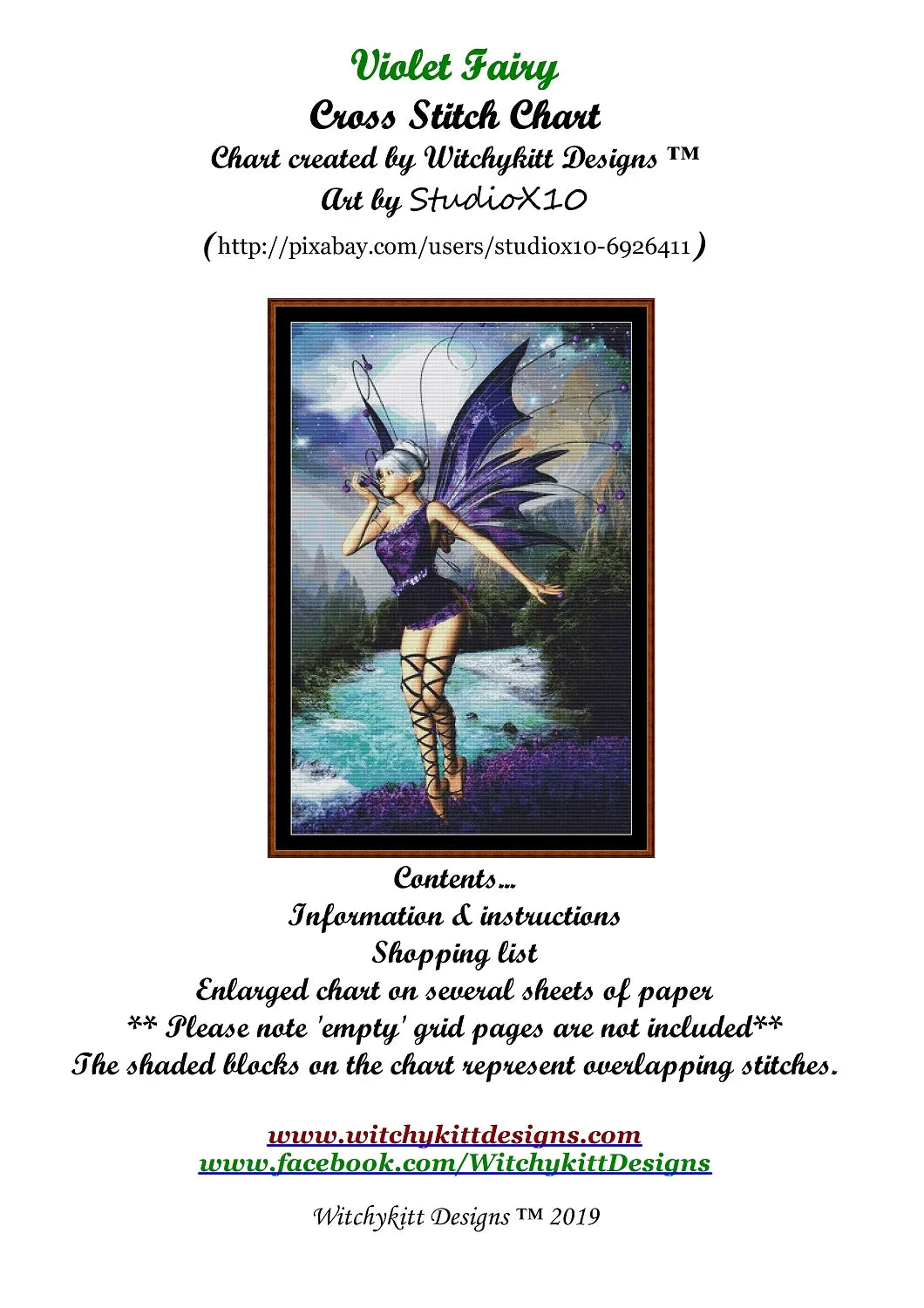 Violet Fairy patterns created from art by StudioX10 under CC0 license