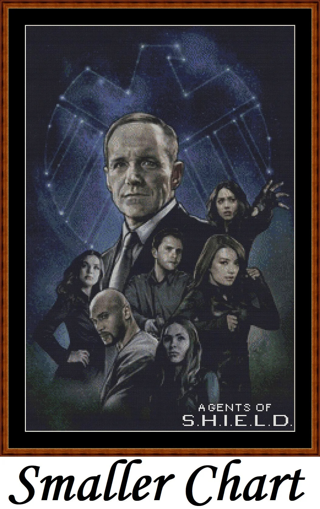 Expertly created patterns by Sam. - Agents Of SHIELD cross stitch patterns Agents Of SHIELD is a superhero Marvel pattern that comes as a full coverage pattern with no back-stitching. Additionally, Agents Of SHIELD is available in 2 different design sizes - cross stitch small & regular Each sale includes the B&W chart