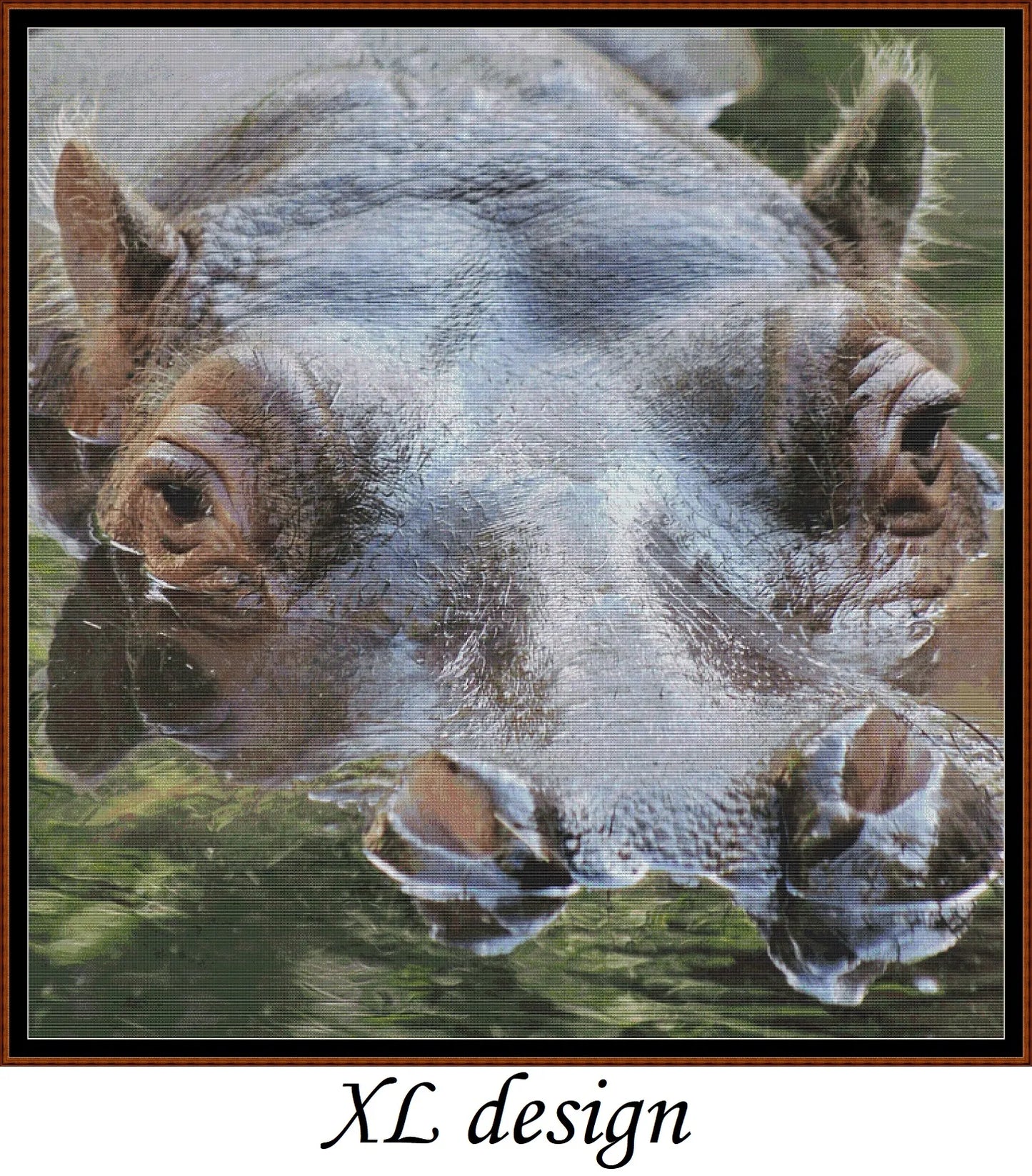 Water Babies - Hippo cross stitch patterns are expertly created from art by Dominik Rheinheimer under CC0 license