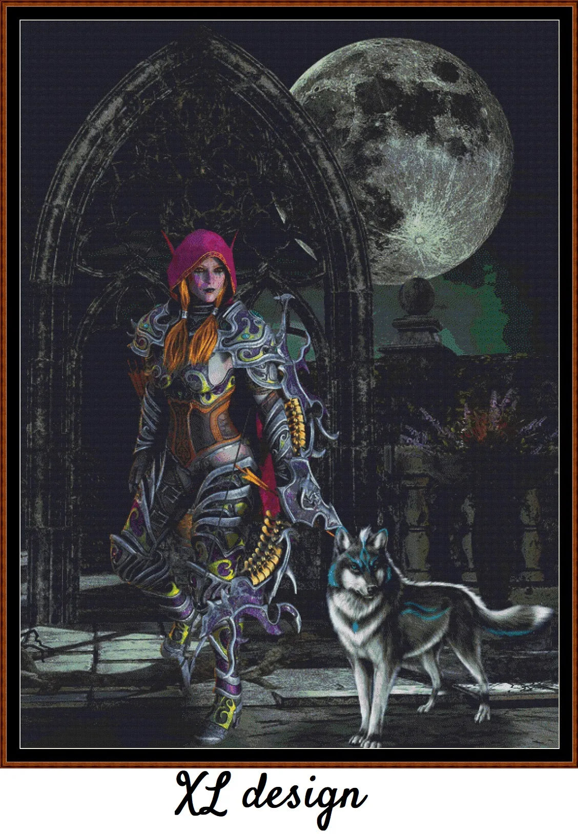 Wolf & Warrior cross stitch patterns are a fantasy design expertly created from art by Jim Cooper under Public Domain CC0 license