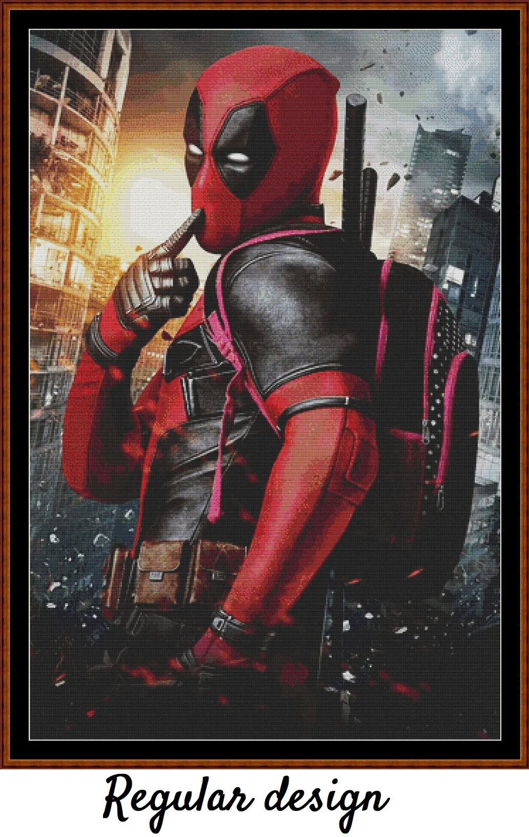 Deadpool cross stitch patterns expertly created by Sam Deadpool is a superhero pattern that comes as a full coverage pattern with no back-stitching. Additionally, Deadpool is available in 3 different design variations - cross stitch regular, regular extra colours & XL And each sale includes both B&W and colour charts