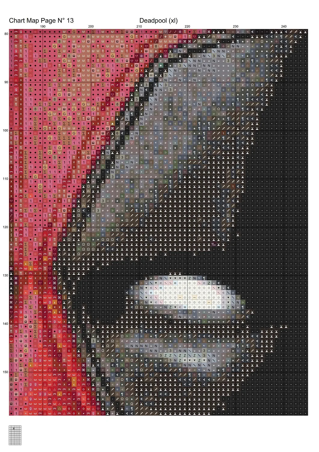 Deadpool cross stitch patterns expertly created by Sam Deadpool is a superhero pattern that comes as a full coverage pattern with no back-stitching. Additionally, Deadpool is available in 3 different design variations - cross stitch regular, regular extra colours & XL And each sale includes both B&W and colour charts