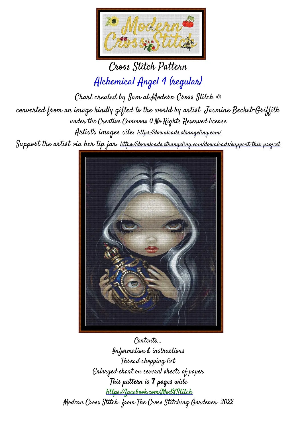 Alchemical Angel 4 patterns are a Stranglins World fantasy witch design expertly created from art by Jasmine Becket-Griffith under Public Domain CC0 license