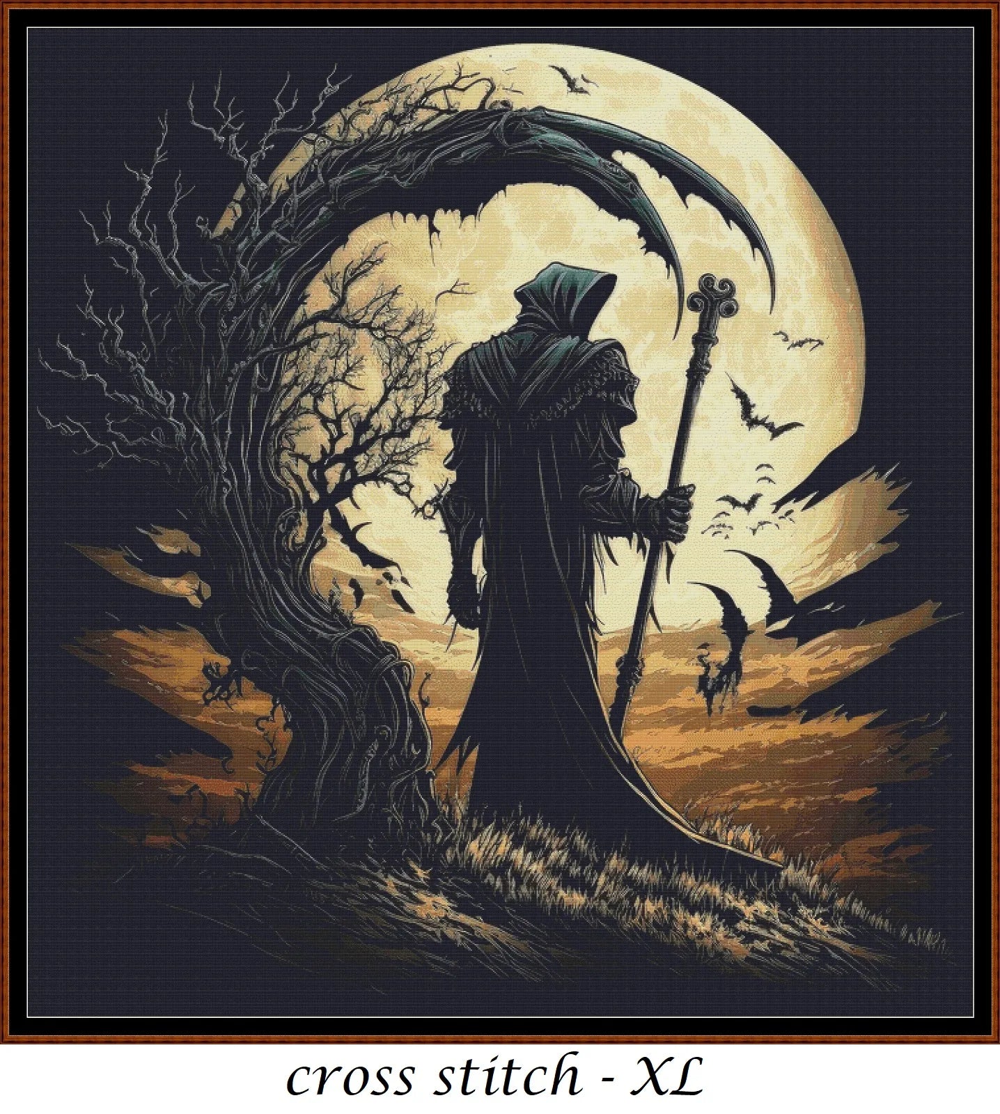 Watching The Full MoonGrim Reaper Death patterns are expertly created from art by Gismi under Public Domain CC0 license
