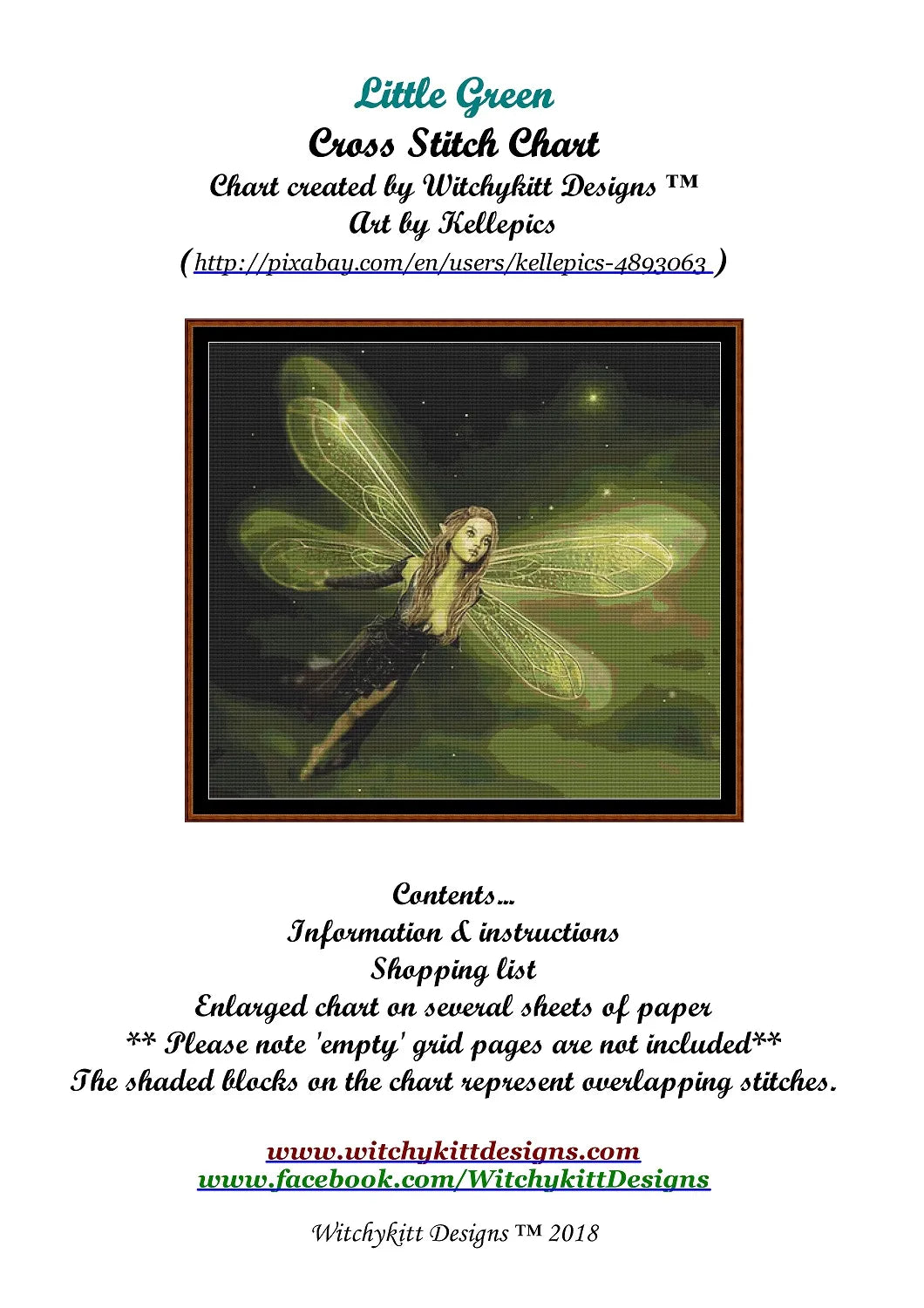 Little Green fairy patterns are expertly created from art by Stefan Keller (Kellepics) under Public Domain CC0 license