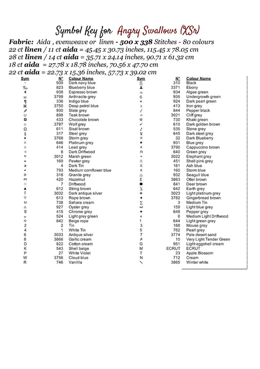 Angry Swallows cross stitch pattern is a garden bird design and is expertly created from art by sharkolot under Public Domain CC0 license