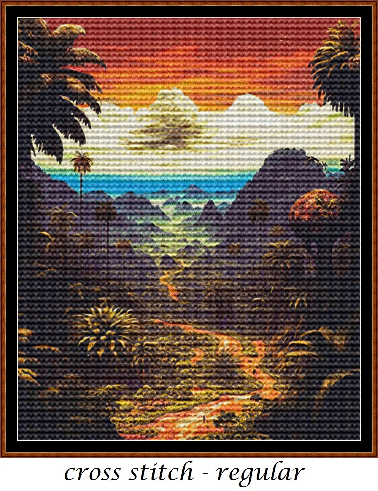 The Valley patterns are expertly created from art by Alan Frijins The Valley is a fantasy scene pattern that comes as a full coverage pattern with no back-stitching. Additionally, The Valley is available in 3 different design sizes - cross stitch small, regular & XL Each sale includes both B&W and colour charts