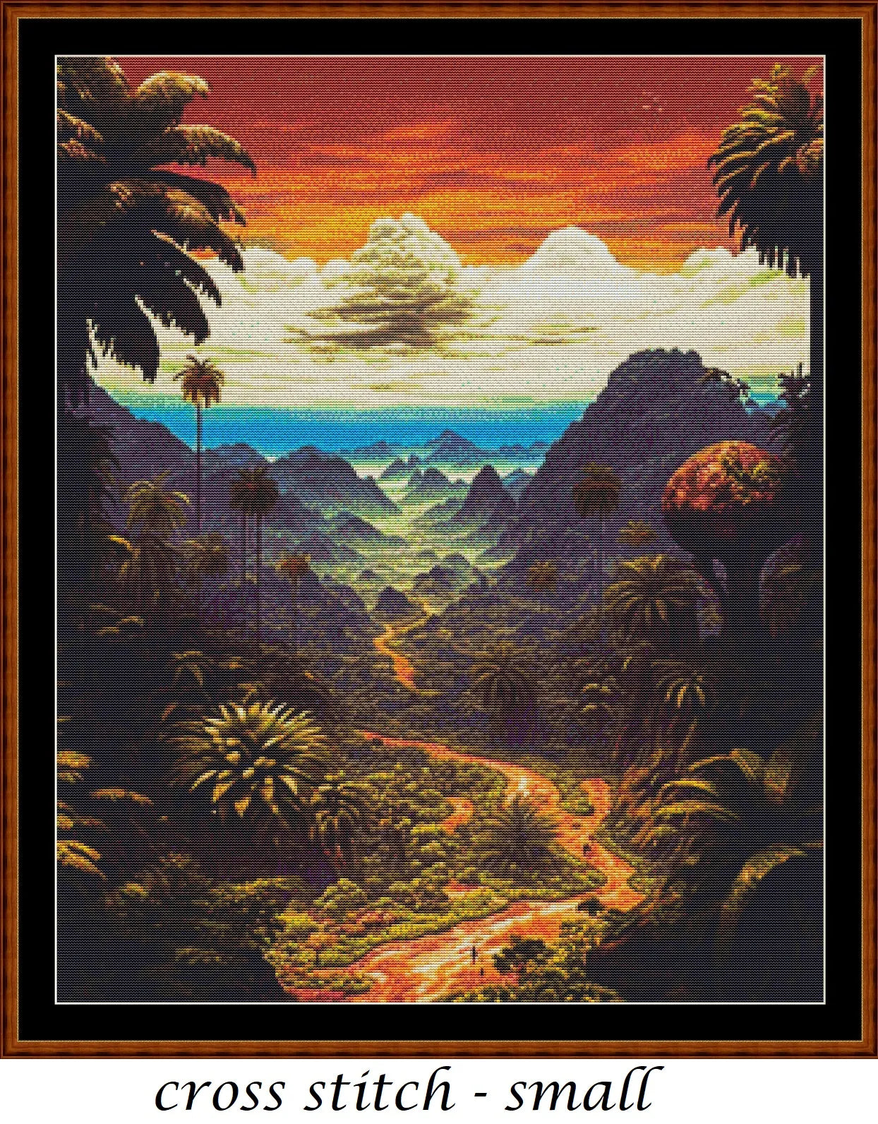 The Valley patterns are expertly created from art by Alan Frijins The Valley is a fantasy scene pattern that comes as a full coverage pattern with no back-stitching. Additionally, The Valley is available in 3 different design sizes - cross stitch small, regular & XL Each sale includes both B&W and colour charts