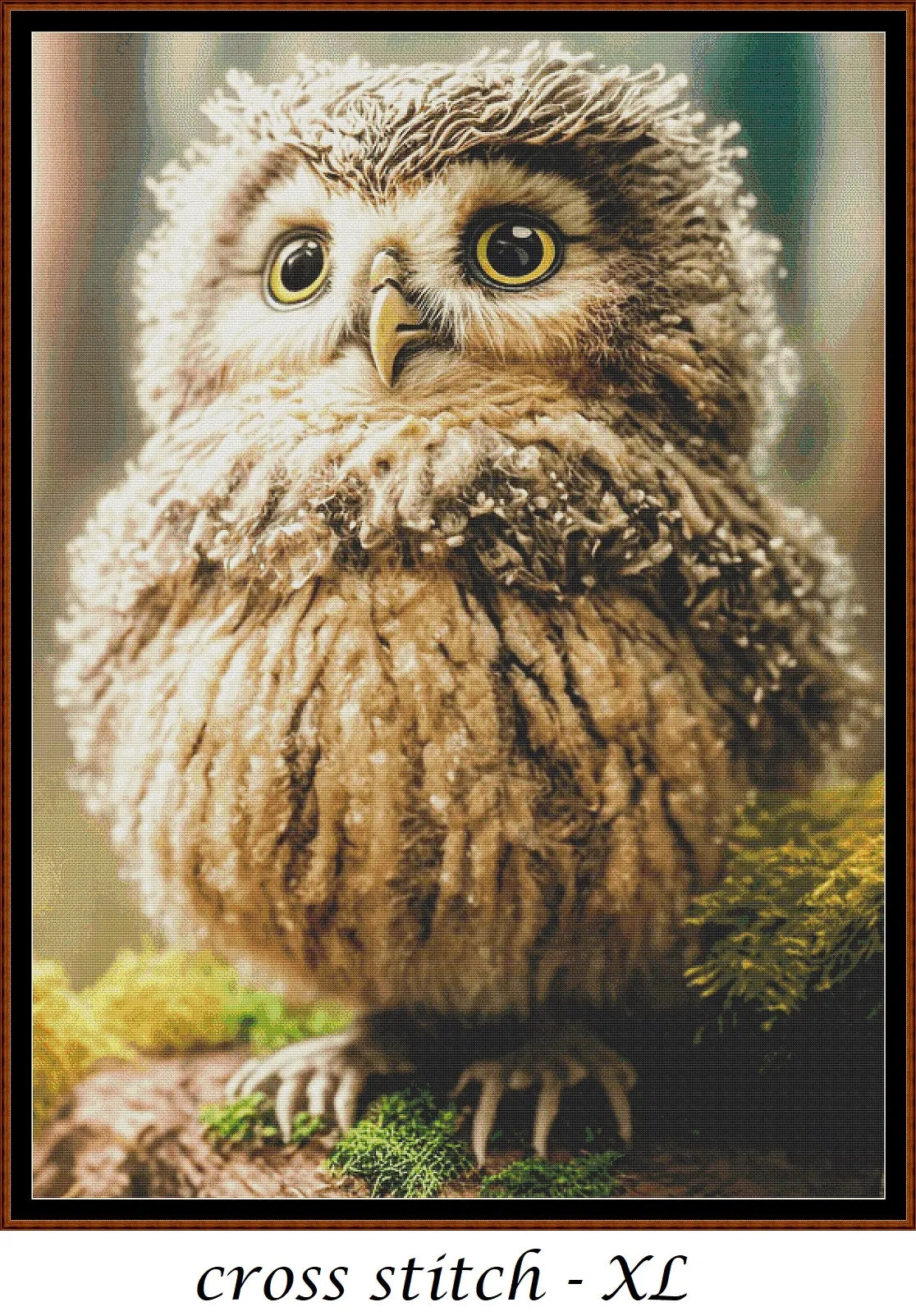 Forest Creatures - Owl patterns are expertly created from art by Alan Frijins under Public Domain CC0 license Forest Creatures - Owl is a fantasy bird pattern that comes as a full coverage pattern with no back-stitching. Additionally, Forest Creatures - Owl is available in 3 different design sizes - cross stitch small, regular & XL Each sale includes both B&W and colour charts