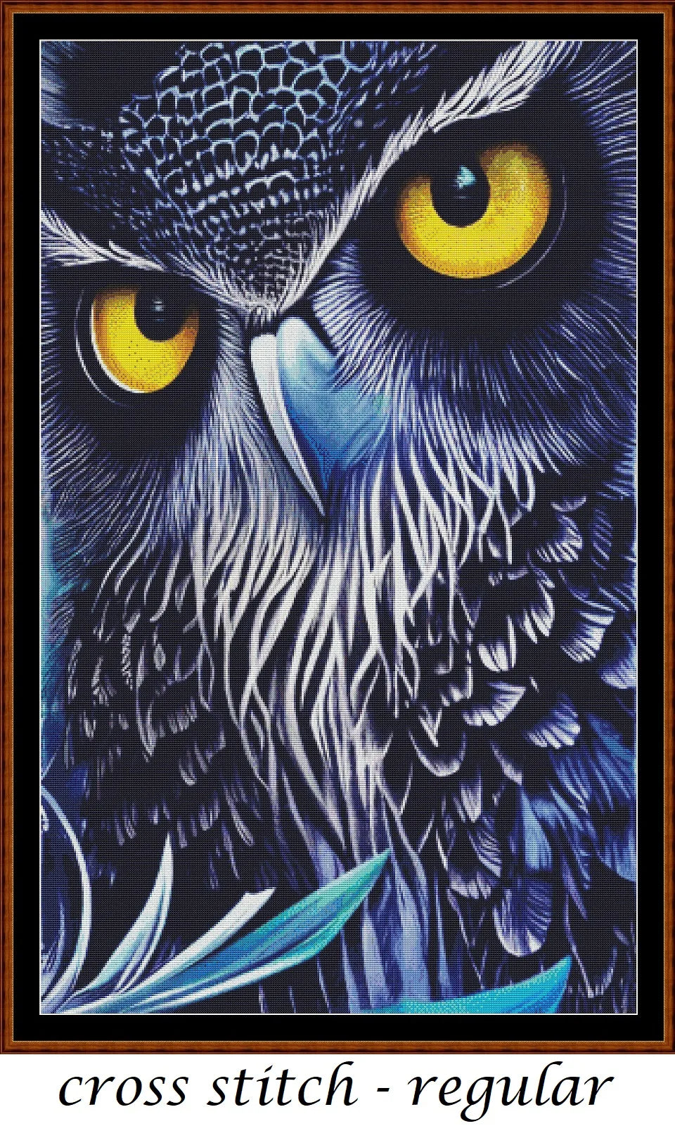 Face Of The Owl patterns are expertly created from art by Art Dreams under Public Domain CC0 license Face Of The Owl is a fantasy bird pattern that comes as a full coverage pattern with no back-stitching. Additionally, Face Of The Owl is available in 3 different design sizes - cross stitch small, regular & XL Each sale includes both B&W and colour charts