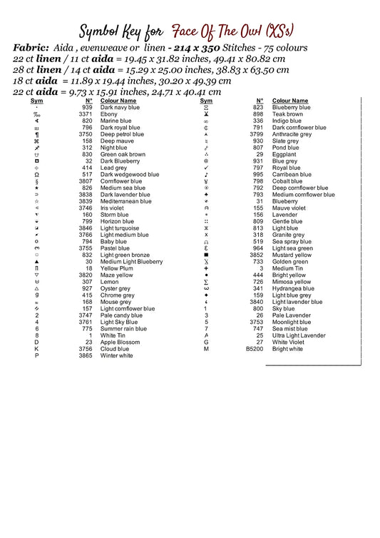 Face Of The Owl patterns are expertly created from art by Art Dreams under Public Domain CC0 license Face Of The Owl is a fantasy bird pattern that comes as a full coverage pattern with no back-stitching. Additionally, Face Of The Owl is available in 3 different design sizes - cross stitch small, regular & XL Each sale includes both B&W and colour charts