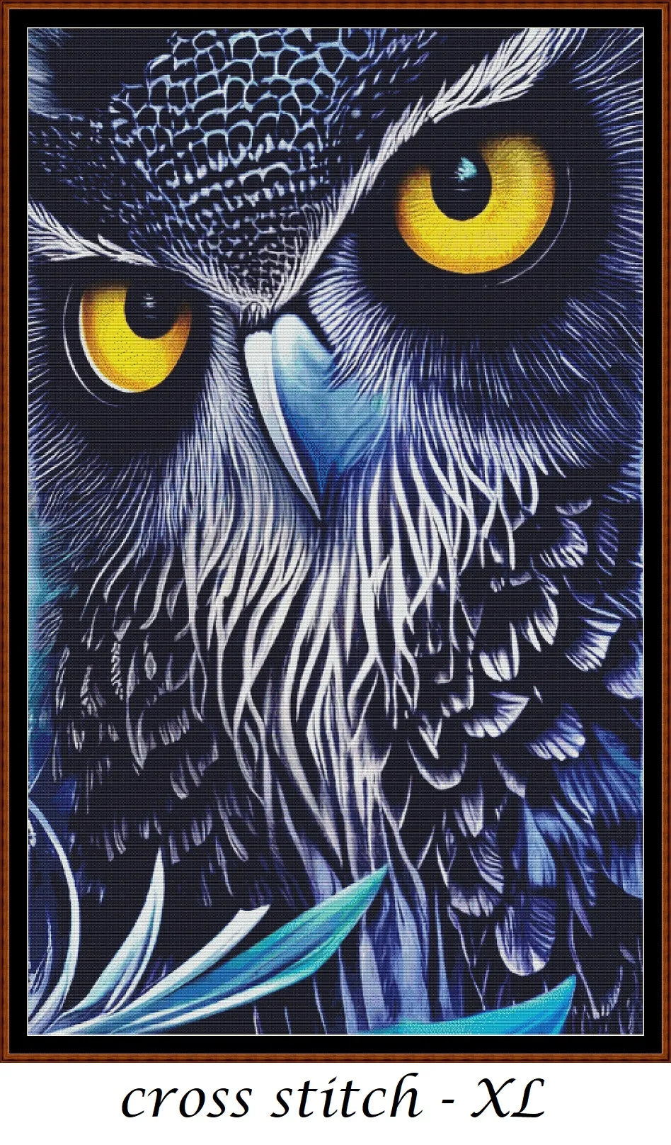Face Of The Owl patterns are expertly created from art by Art Dreams under Public Domain CC0 license Face Of The Owl is a fantasy bird pattern that comes as a full coverage pattern with no back-stitching. Additionally, Face Of The Owl is available in 3 different design sizes - cross stitch small, regular & XL Each sale includes both B&W and colour charts