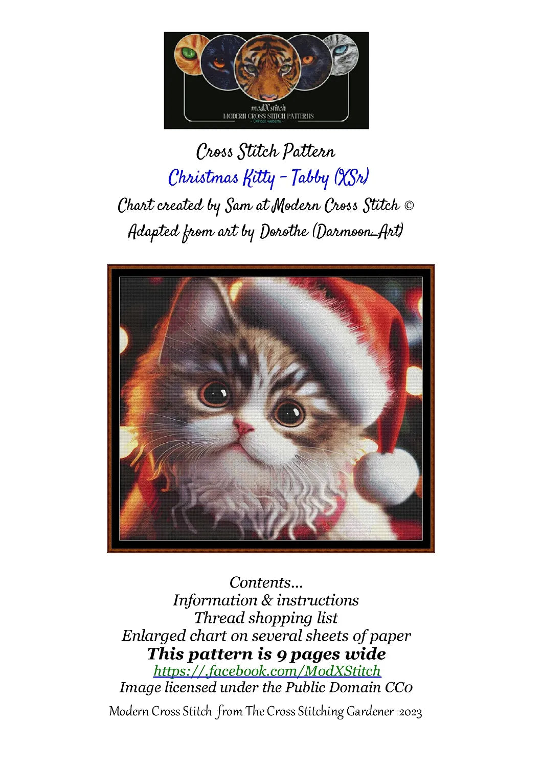 Christmas Kitty - Tabby patterns are expertly created from art by Dorothe (Darkmoon_Art) under Public Domain CC0 license Christmas Kitty - Tabby is a cute seasonal cat pattern