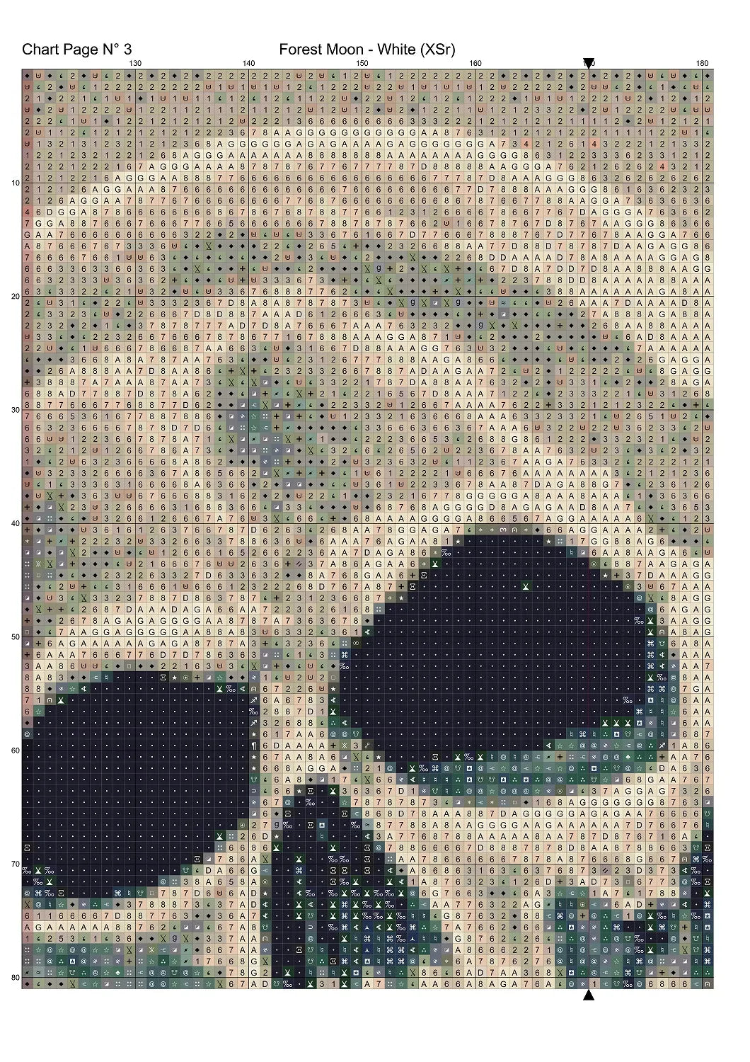 Forest Moon - White patterns are expertly created from art by Marcia Figg (warlikeone) under Public Domain CC0 license Forest Moon - White is a fantasy death pattern that comes as a full coverage pattern with no back-stitching.