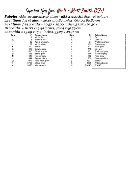 Expertly created cross stitch by Sam, No 11 - Matt Smith Doctor Who cross stitch patterns.