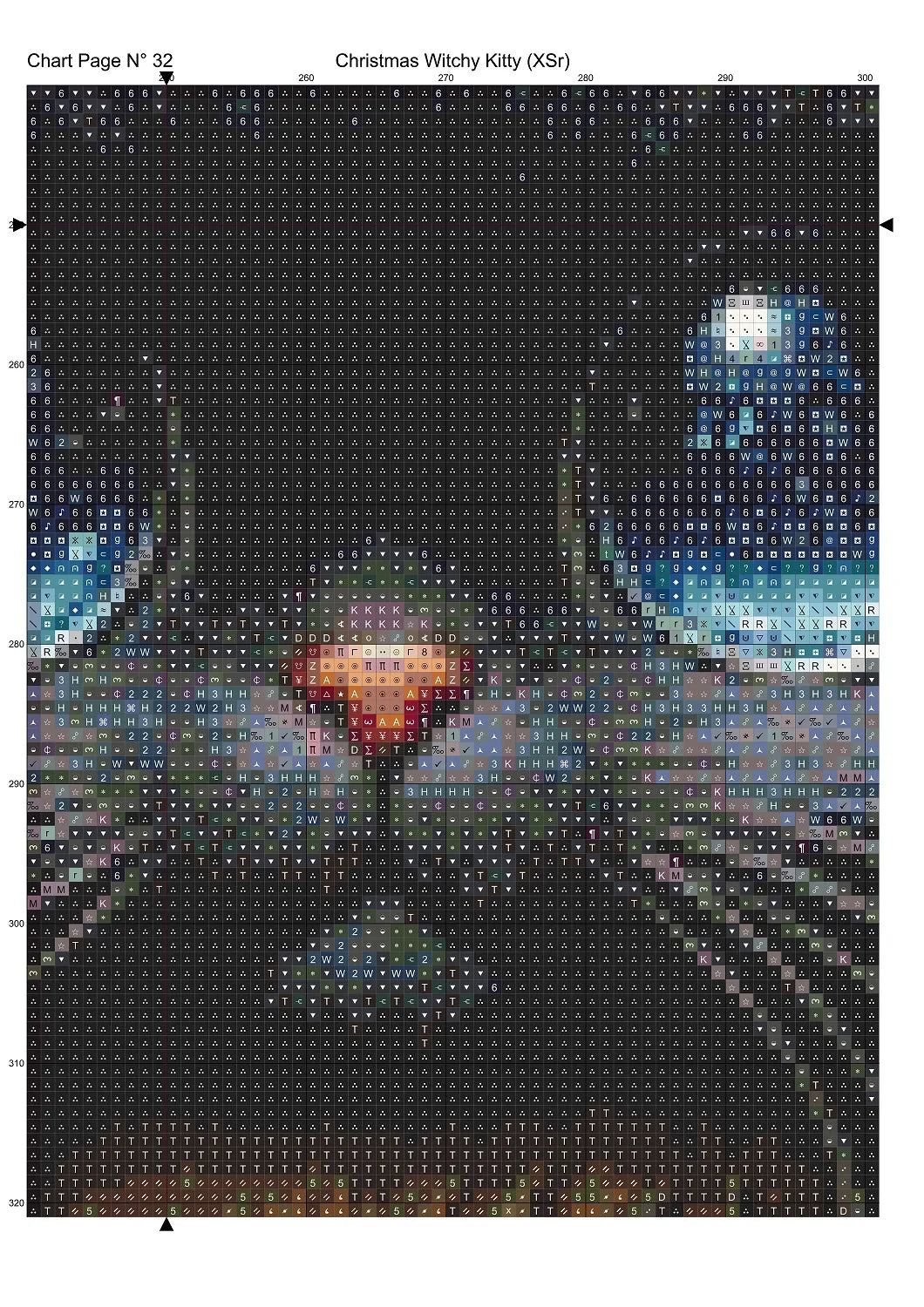 Expertly created from art by Bilal Bashir, under Public Domain CC0 license, Christmas Witchy Kitty cross stitch patterns.