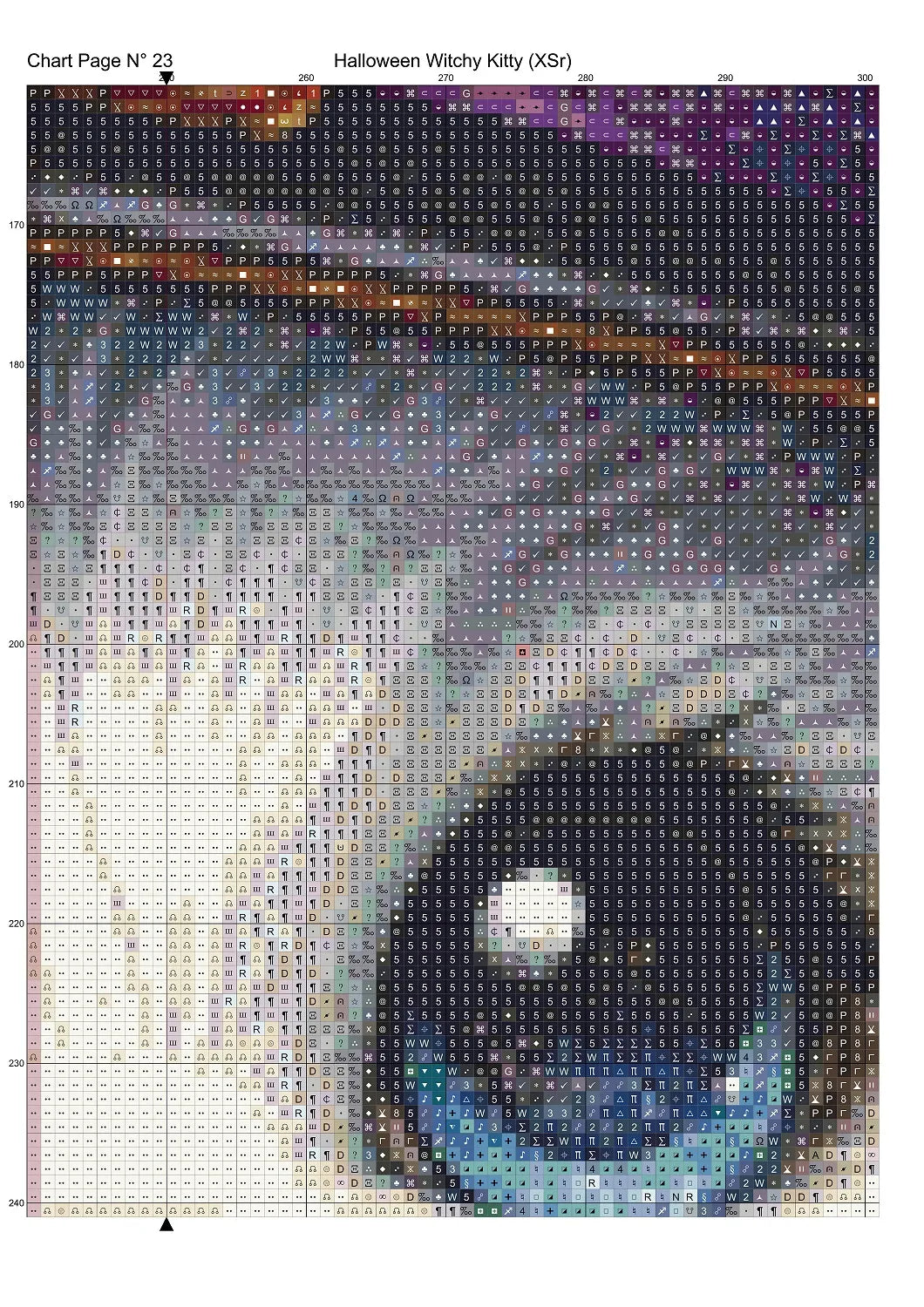 Expertly created from art by Bilal Bashir, under Public Domain CC0 license, Halloween Witchy Kitty cross stitch patterns.