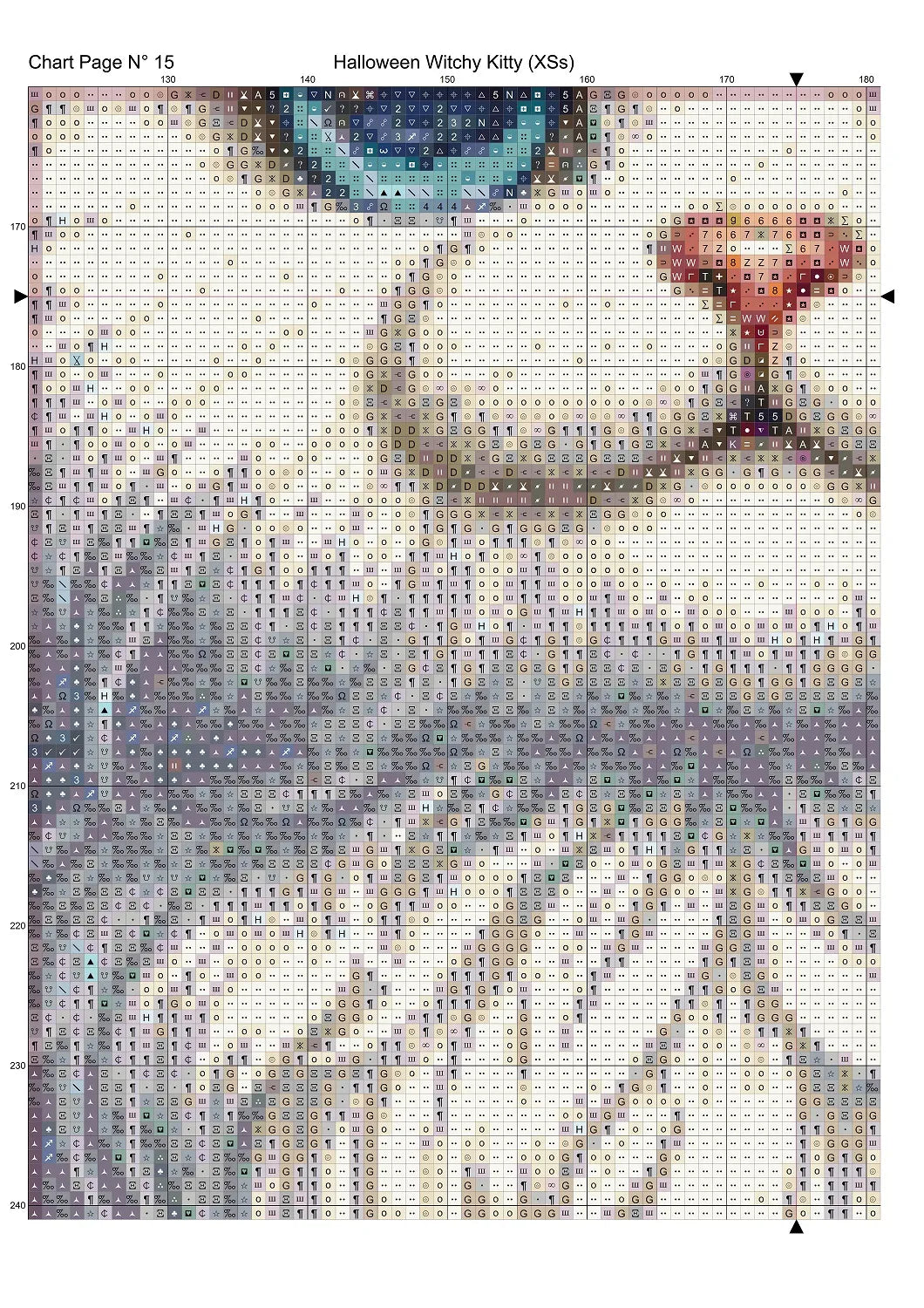 Expertly created from art by Bilal Bashir, under Public Domain CC0 license, Halloween Witchy Kitty cross stitch patterns.