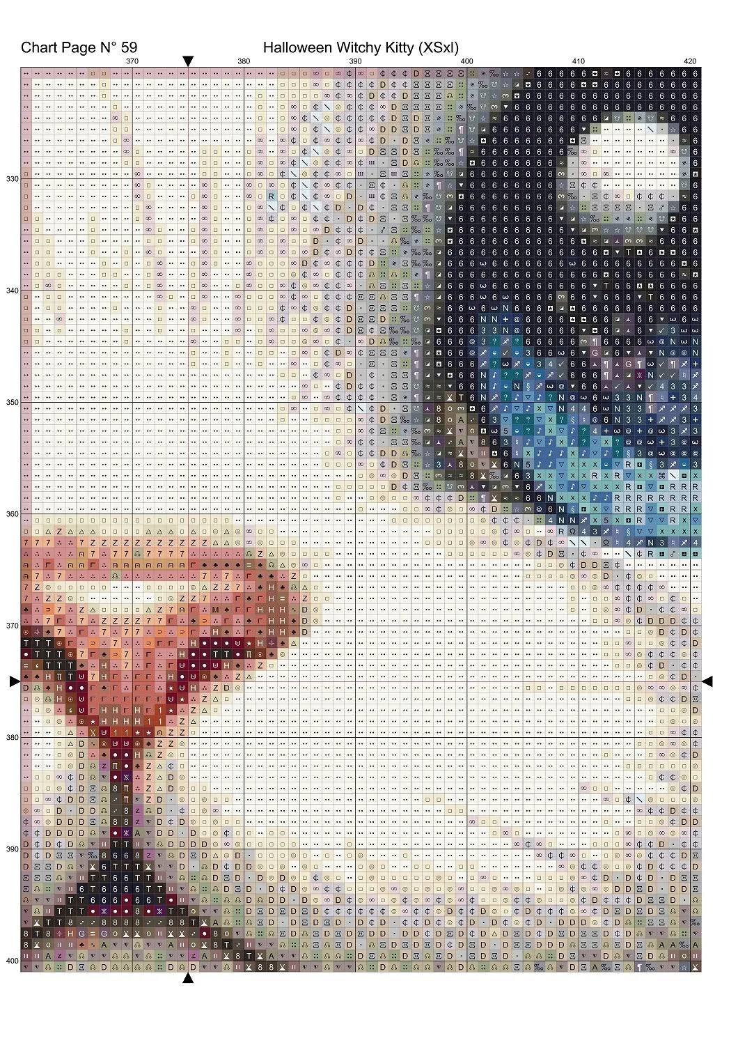 Expertly created from art by Bilal Bashir, under Public Domain CC0 license, Halloween Witchy Kitty cross stitch patterns.