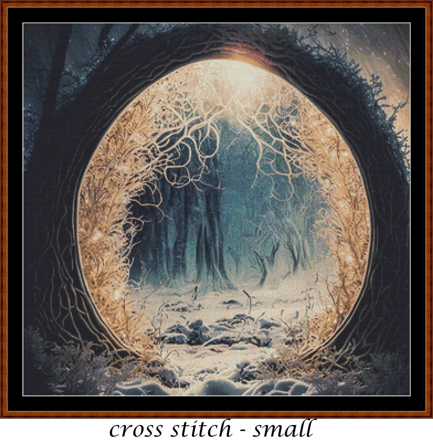 Expertly created from art by Alan Frijins, under Public Domain CC0 license, Other Worlds - Sun Realm cross stitch patterns.