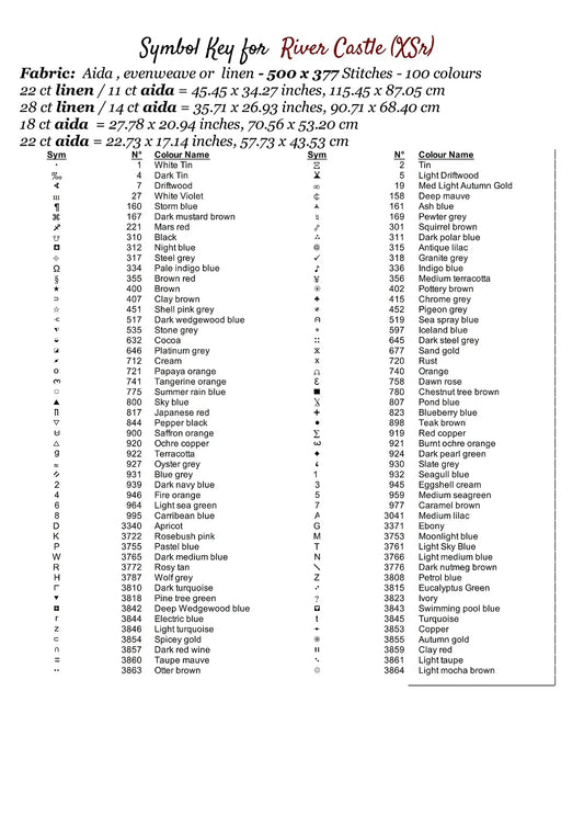 Expertly created from art by Alan Frijins, under Public Domain CC0 license, River Castle cross stitch patterns.