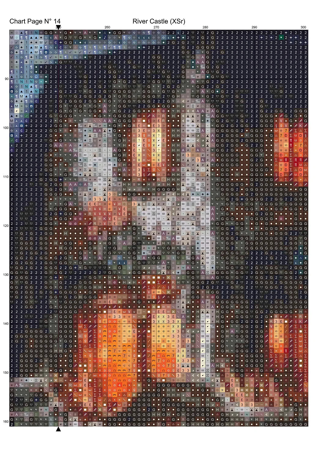 Expertly created from art by Alan Frijins, under Public Domain CC0 license, River Castle cross stitch patterns.