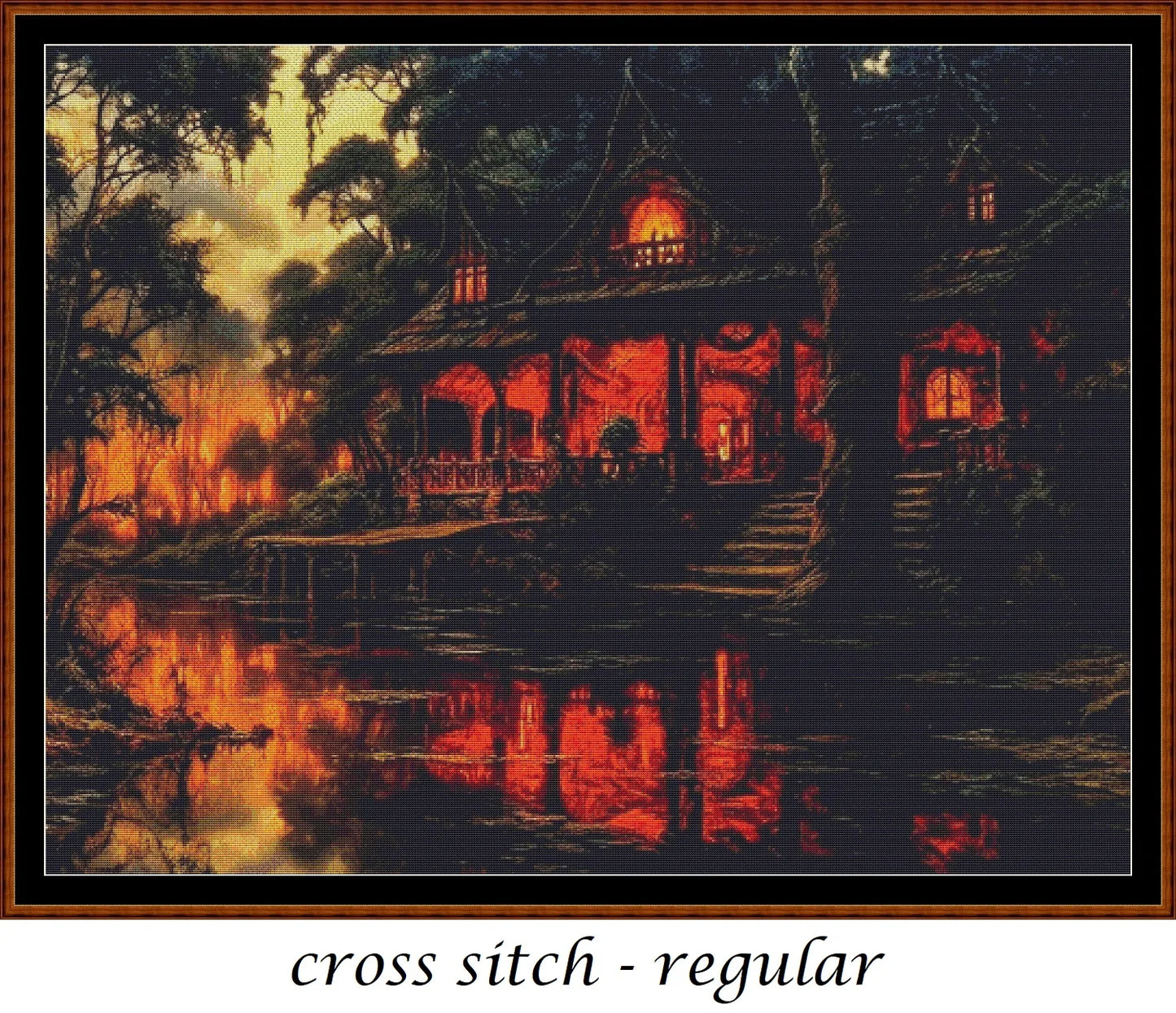 Expertly created from art by Alan Frijins, under Public Domain CC0 license, River Cottage cross stitch patterns.