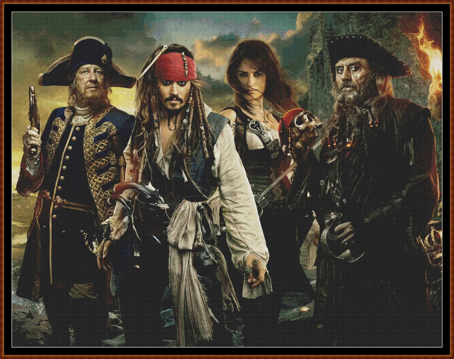 Pirates 4 cross stitch patterns expertly created by Sam Pirates 4 is a swash-buckling pattern that comes as a full coverage pattern with no back-stitching. Additionally, Pirates 4 is available in 2 different design sizes - cross stitch regular & XL And each sale includes both B&W and colour charts