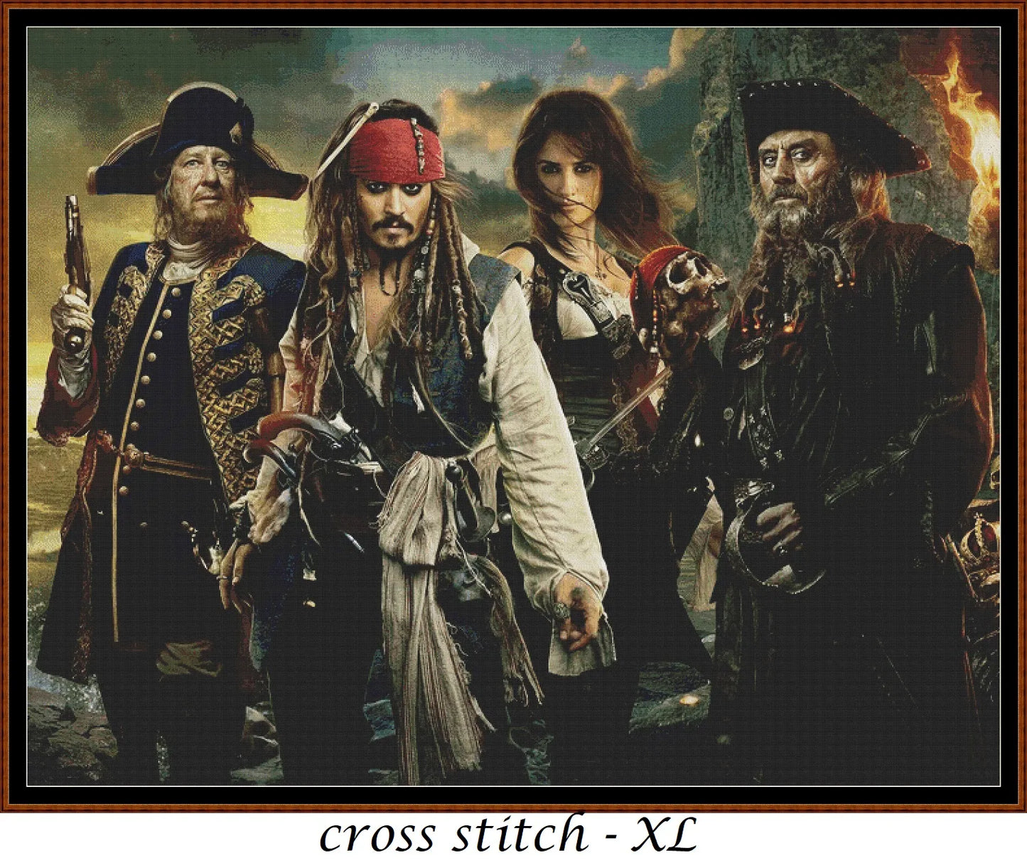 Pirates 4 cross stitch patterns expertly created by Sam Pirates 4 is a swash-buckling pattern that comes as a full coverage pattern with no back-stitching. Additionally, Pirates 4 is available in 2 different design sizes - cross stitch regular & XL And each sale includes both B&W and colour charts
