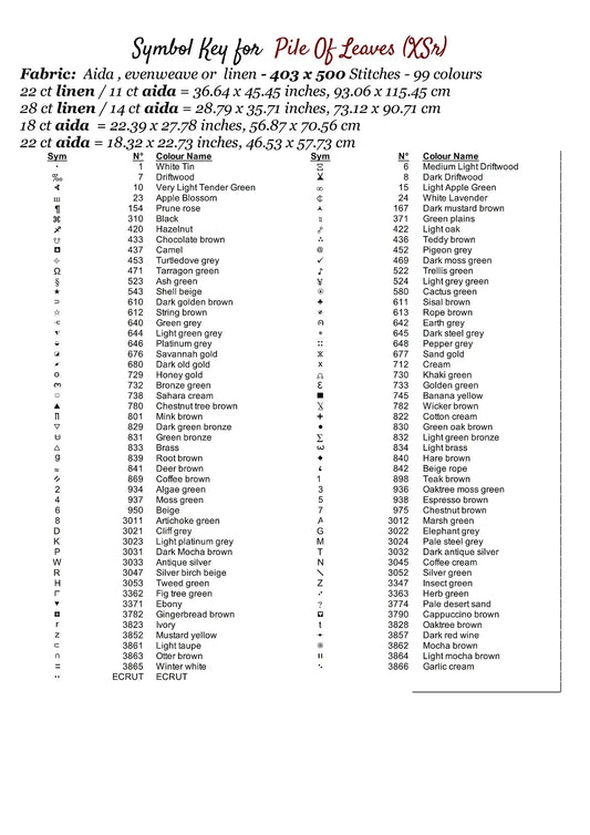 Expertly created from art by Ralf Seemann, under Public Domain CC0 license, Pile Of Leaves. Pile Of Leaves is a fantasy scene pattern that comes as a full coverage pattern with no back-stitching. Additionally, Pile Of Leaves is available in 2 different design sizes - cross stitch regular & XL And each sale includes both B&W and colour charts