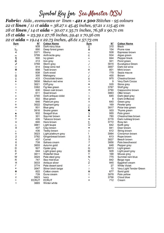 Expertly created from art by Keila Maria, under Public Domain CC0 license, Sea Monster patterns. Sea Monster is an impressive sea dragon pattern that comes as a full coverage pattern with no back-stitching. Additionally, Sea Monster is available in 2 different design sizes - cross stitch regular & XL And each sale includes both B&W and colour charts