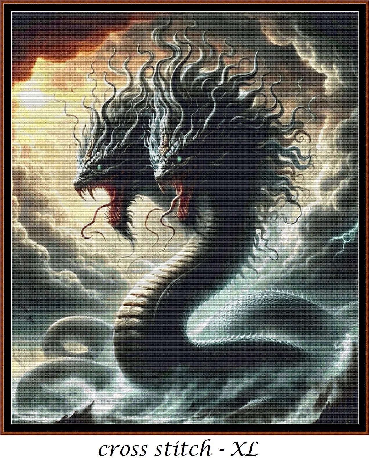Expertly created from art by Keila Maria, under Public Domain CC0 license, Sea Monster patterns. Sea Monster is an impressive sea dragon pattern that comes as a full coverage pattern with no back-stitching. Additionally, Sea Monster is available in 2 different design sizes - cross stitch regular & XL And each sale includes both B&W and colour charts