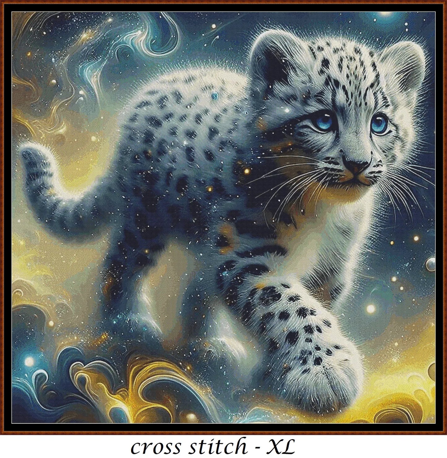 Expertly created from art by Brigitte Werner, under Public Domain CC0 license, Snow Leopard Kitty patterns. Snow Leopard Kitty is a cute feline cross stitch pattern that comes as a full coverage pattern with no back-stitching. Additionally, Snow Leopard Kitty is available in 2 different design sizes - cross stitch regular & XL And each sale includes both B&W and colour charts