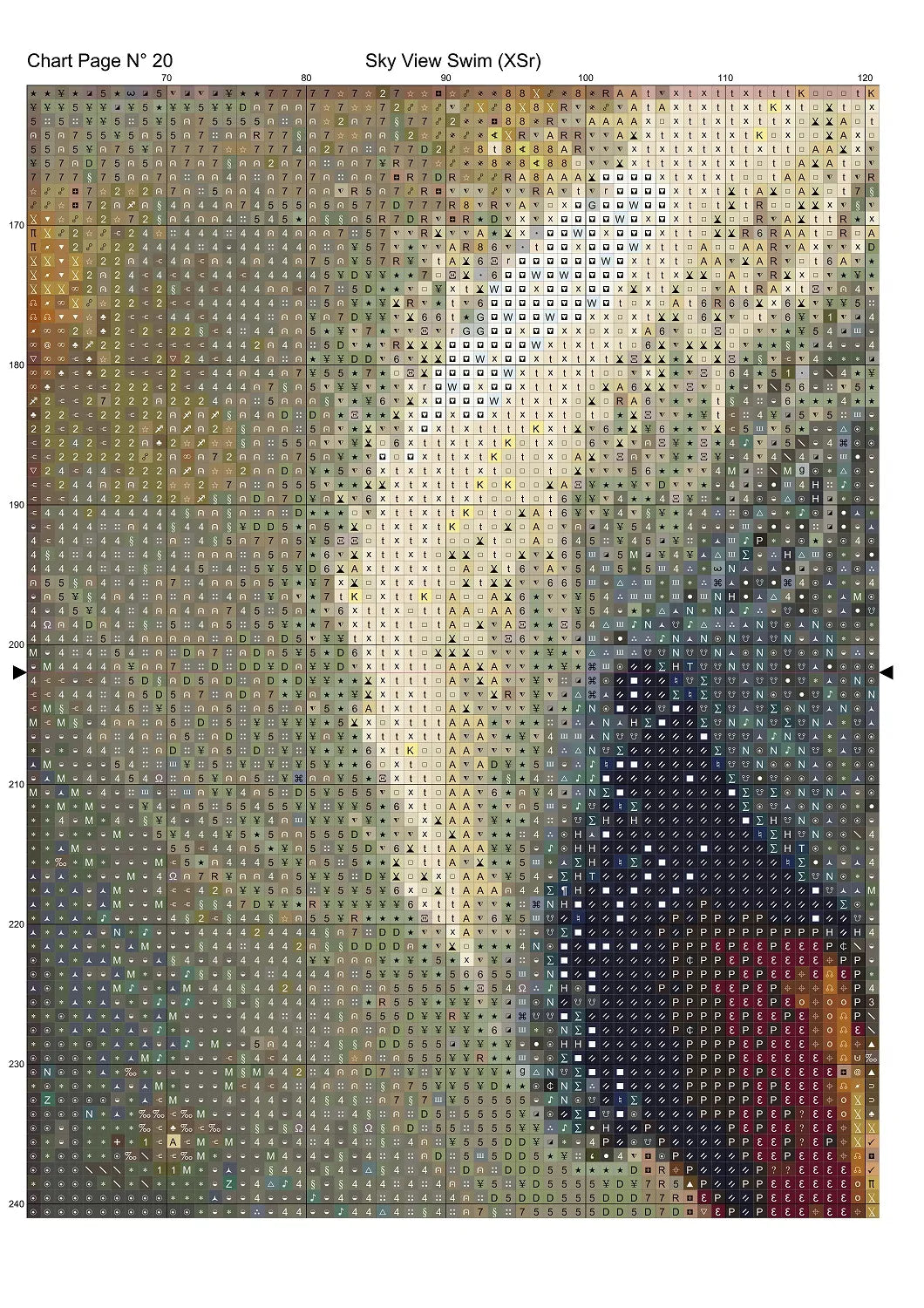 Expertly created from art by Brigitte Werner, under Public Domain CC0 license, Sky View Swim cross stitch patterns. Sky View Swim is a fantasy swan pattern that comes as a full coverage pattern with no back-stitching. Additionally, Sky View Swim is available in 2 different design sizes - cross stitch regular & XL And each sale includes both B&W and colour charts
