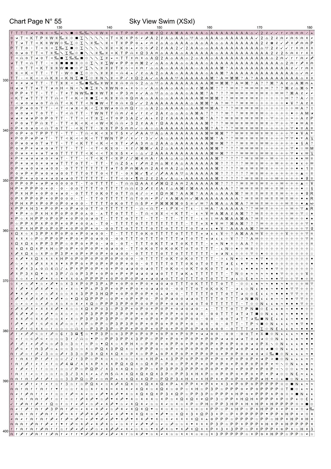 Expertly created from art by Brigitte Werner, under Public Domain CC0 license, Sky View Swim cross stitch patterns. Sky View Swim is a fantasy swan pattern that comes as a full coverage pattern with no back-stitching. Additionally, Sky View Swim is available in 2 different design sizes - cross stitch regular & XL And each sale includes both B&W and colour charts