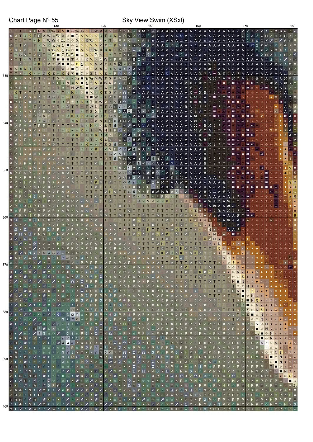 Expertly created from art by Brigitte Werner, under Public Domain CC0 license, Sky View Swim cross stitch patterns. Sky View Swim is a fantasy swan pattern that comes as a full coverage pattern with no back-stitching. Additionally, Sky View Swim is available in 2 different design sizes - cross stitch regular & XL And each sale includes both B&W and colour charts