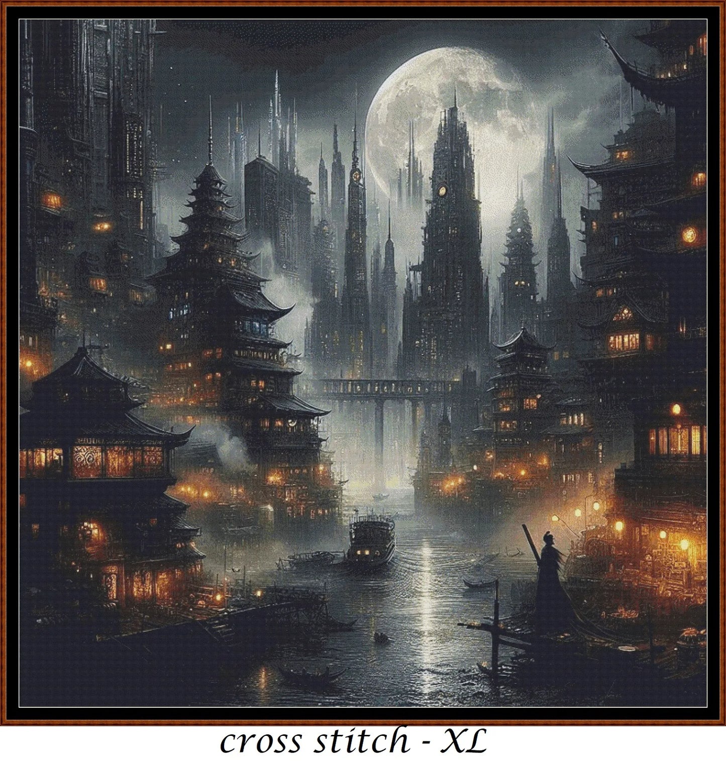 Expertly created from art by Asayuki, under Public Domain CC0 license, Lunar Harbour patterns. Lunar Harbour is a fantasy scifi pattern that comes as a full coverage pattern with no back-stitching. Additionally, Lunar Harbour is available in 2 different design sizes - cross stitch regular & XL And each sale includes both B&W and colour charts