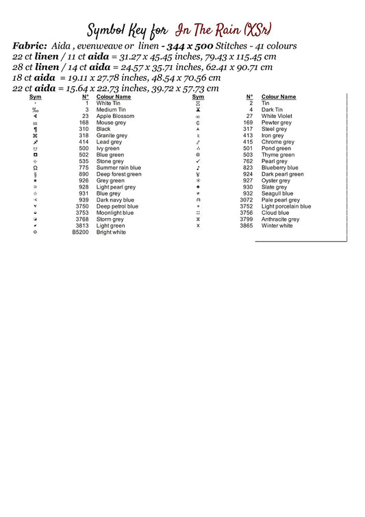 Expertly created from art by Asayuki, under Public Domain CC0 license, In The Rain patterns. In The Rain is a fantasy pattern that comes as a full coverage pattern with no back-stitching. Additionally, In The Rain is available in 2 different design sizes - cross stitch regular & XL And each sale includes both B&W and colour charts