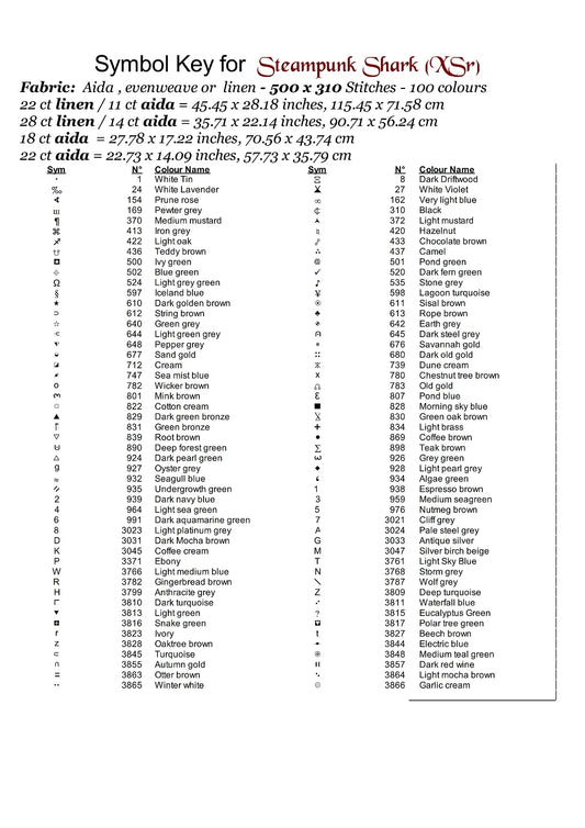 Expertly created from art by Lisa Yount, under Public Domain CC0 license, Steampunk Shark patterns. Steampunk Shark is a fantasy aquatic pattern that comes as a full coverage pattern with no back-stitching. Additionally, Steampunk Shark is available in 2 different design sizes - cross stitch regular & XL And each sale includes both B&W and colour charts