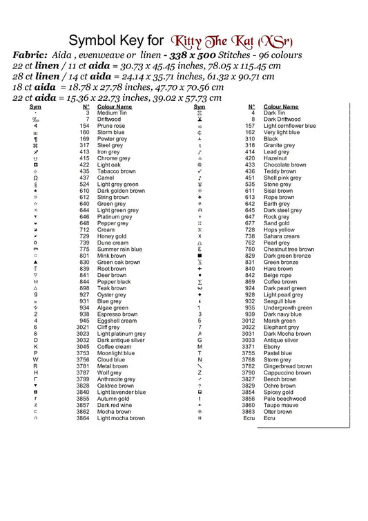 Expertly created from art by Cathe, under Public Domain CC0 license, Kitty The Kat patterns. Kitty The Kat is a fantasy humanoid feline cat pattern that comes as a full coverage pattern with no back-stitching.