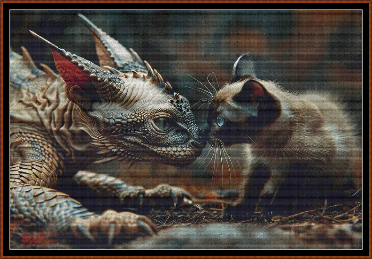 Expertly created from art by Lisa Yount, under Public Domain CC0 license, Unusual Friends patterns. Unusual Friends is a fantasy feline cat and kitten pattern that comes as a full coverage pattern with no back-stitching.