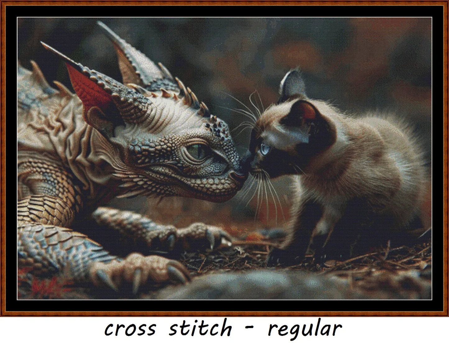 Expertly created from art by Lisa Yount, under Public Domain CC0 license, Unusual Friends patterns. Unusual Friends is a fantasy feline cat and kitten pattern that comes as a full coverage pattern with no back-stitching.