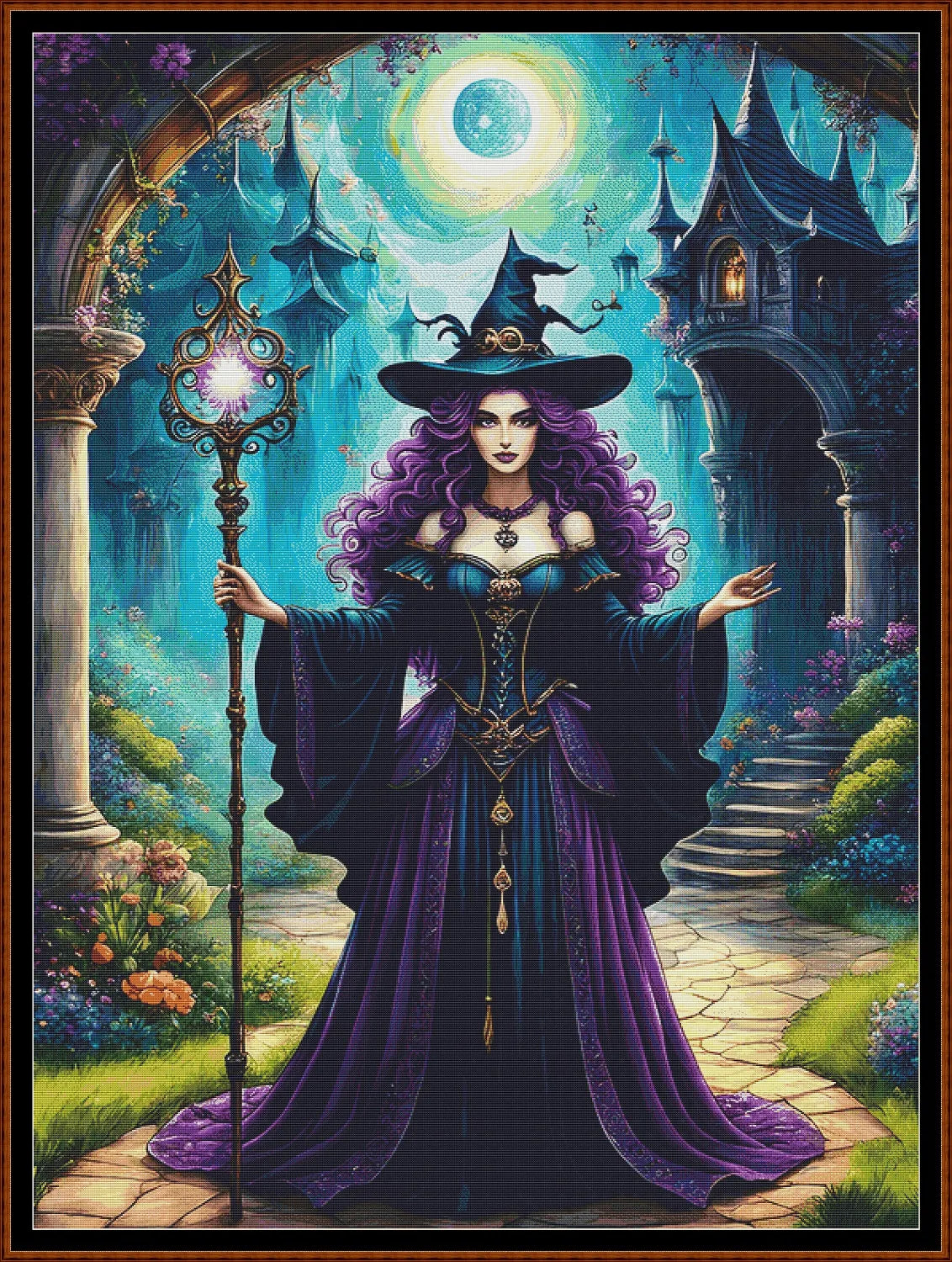 Expertly created from art by CrimsonMystique, under Public Domain CC0 license, Purple Witch patterns. Purple Witch is an art cat cross stitch pattern that comes as a full coverage pattern with no back-stitching. Additionally, Purple Witch is available in 2 different design sizes - cross stitch regular & XL And each sale includes both B&W and colour charts