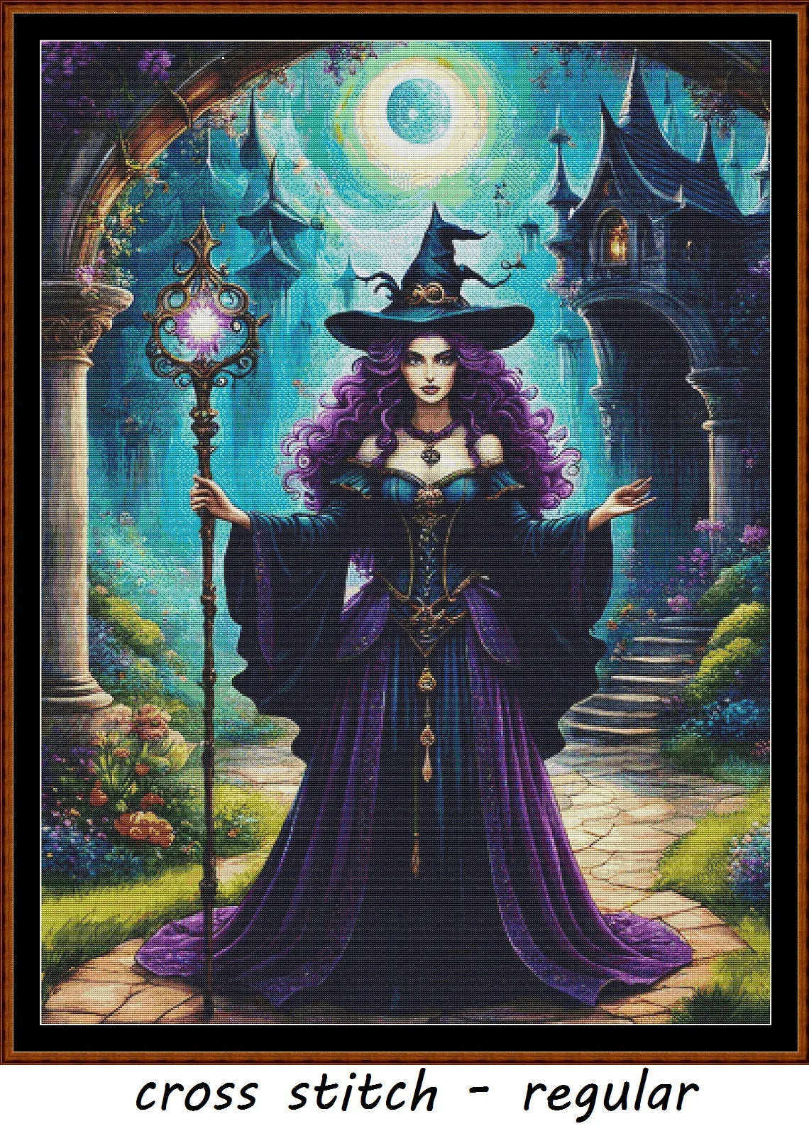 Expertly created from art by CrimsonMystique, under Public Domain CC0 license, Purple Witch patterns. Purple Witch is an art cat cross stitch pattern that comes as a full coverage pattern with no back-stitching. Additionally, Purple Witch is available in 2 different design sizes - cross stitch regular & XL And each sale includes both B&W and colour charts