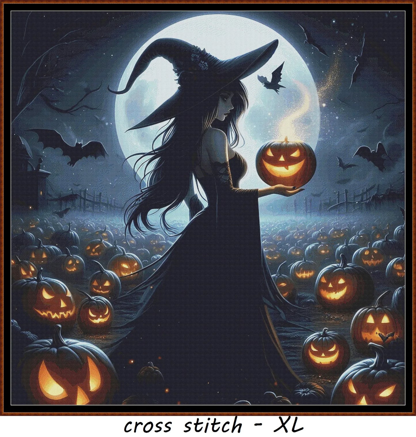 Expertly created from art by Mia-Maria Wikström, under Public Domain CC0 license, Pumpkin Witch patterns. Pumpkin Witch is an art cat cross stitch pattern that comes as a full coverage pattern with no back-stitching. Additionally, Pumpkin Witch is available in 2 different design sizes - cross stitch regular & XL And each sale includes both B&W and colour charts