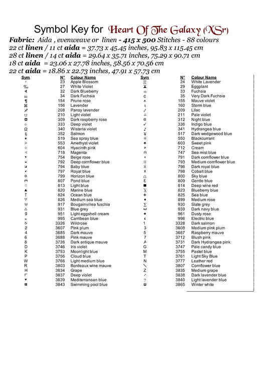 Expertly created from art by Marcia Figg, under Public Domain CC0 license, Heart Of The Galaxy patterns. Heart Of The Galaxy is a dark fantasy cross stitch pattern that comes as a full coverage pattern with no back-stitching. Additionally, Heart Of The Galaxy is available in 2 different design sizes - cross stitch regular & XL And each sale includes both B&W and colour charts
