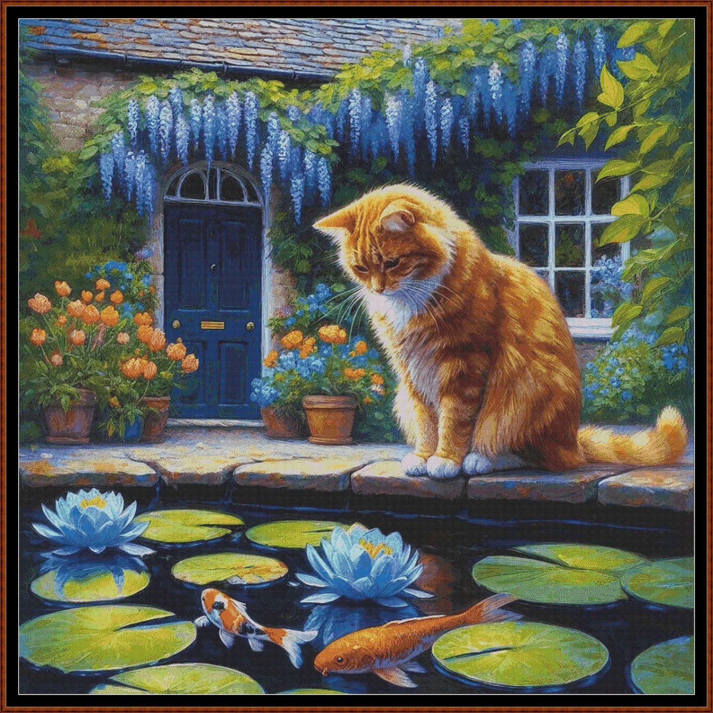 Expertly created from art by David Clode, under Public Domain CC0 license, Fish Watching patterns. Fish Watching is an art cat cross stitch pattern that comes as a full coverage pattern with no back-stitching. Additionally, Fish Hunting is available in 2 different design sizes - cross stitch regular & XL And each sale includes both B&W and colour charts