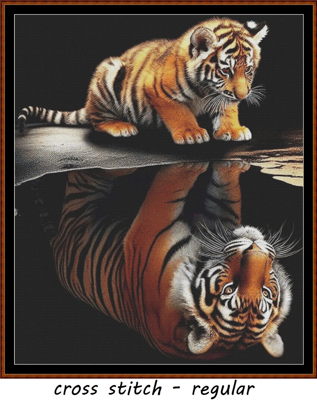 Expertly created from art by Chris0223, under Public Domain CC0 license, Tiger Seeing the Future patterns. Tiger Seeing the Future is a beautiful cat cross stitch pattern that comes as a full coverage pattern with no back-stitching. Additionally, Tiger Seeing the Future is available in 2 different design sizes - cross stitch regular & XL And each sale includes both B&W and colour charts